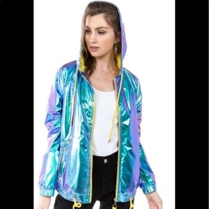 Ashley Sunrise Mermaid Collection Holographic Windbreaker Jacket